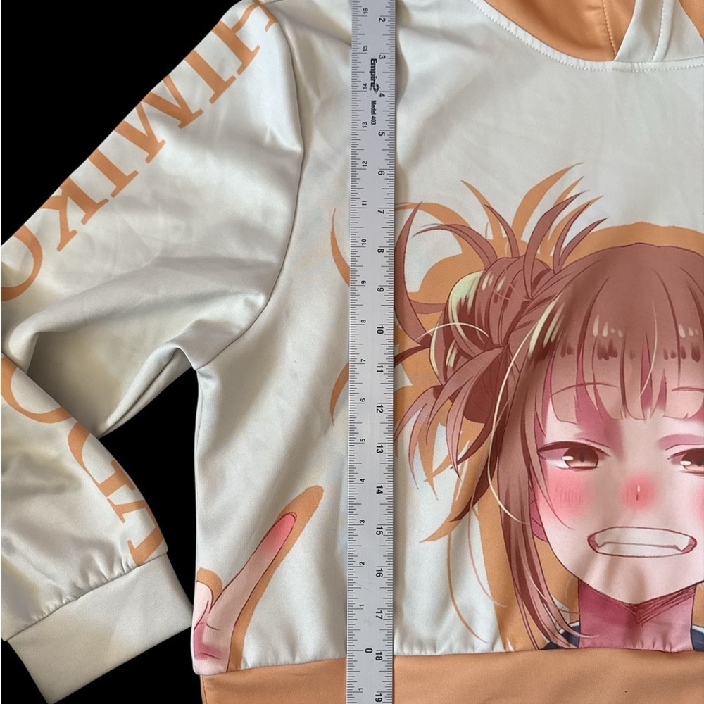 Anime Graphic Hoodie - Cream and Orange - Picture 5 of 6
